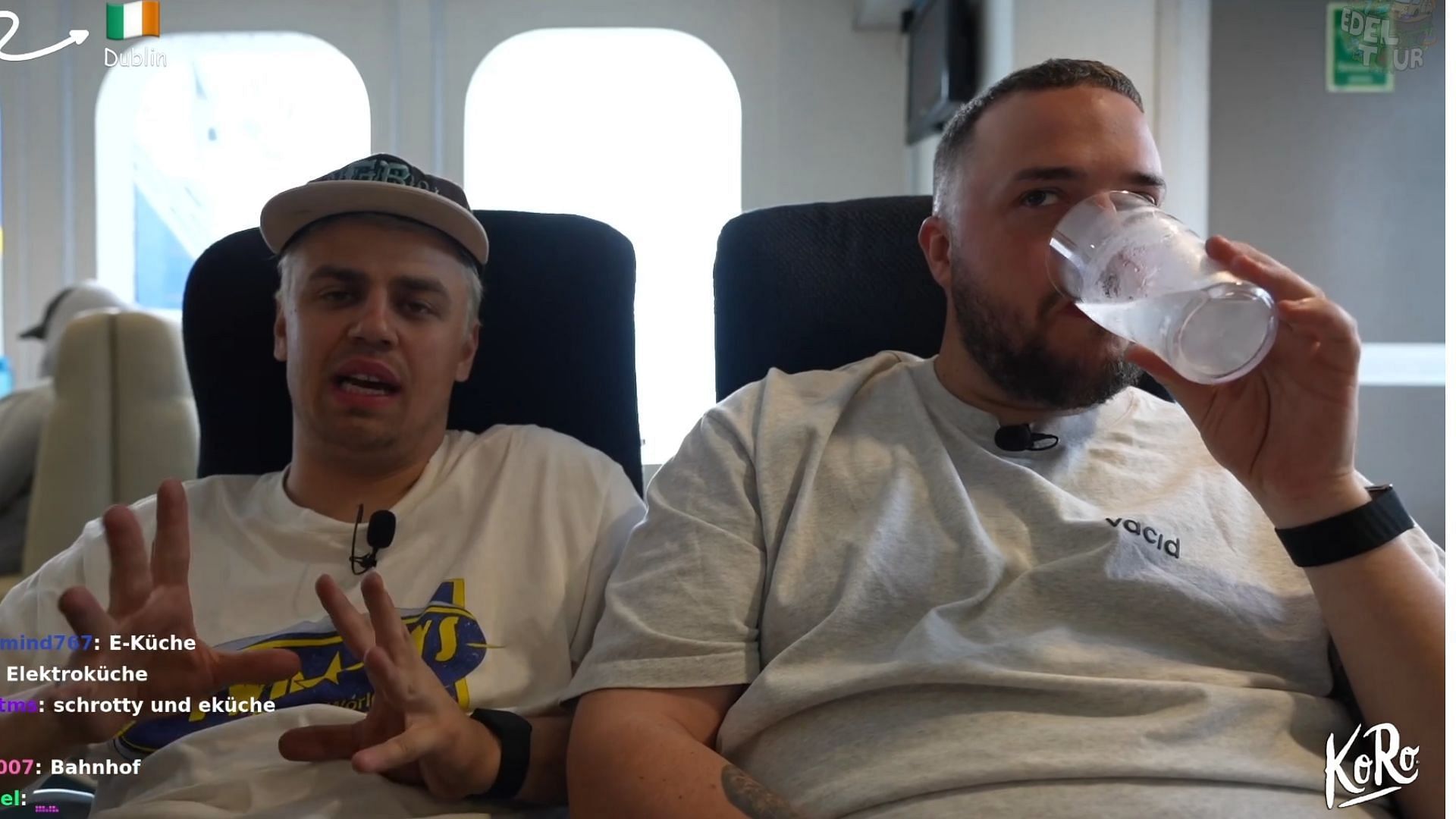Papaplatte (left) and his associate Dominic on day five of Edeltour (Image via Twitch/Papaplatte)
